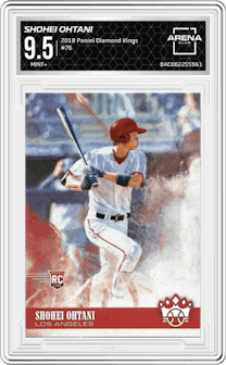 Shohei Ohtani from the 2018 Panini Diamond Kings set graded by Arena Club and given an overall grade of 9.5.