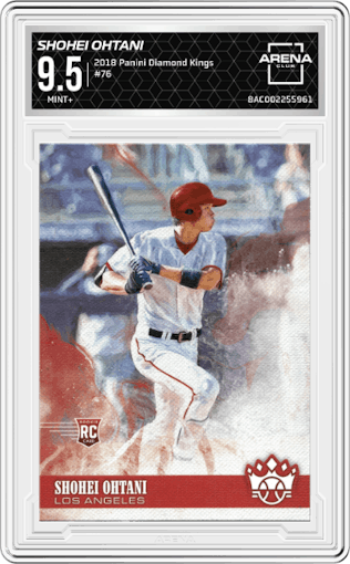 Shohei Ohtani from the 2018 Panini Diamond Kings set graded by Arena Club and given an overall grade of 9.5.