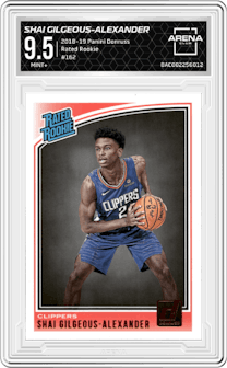 Shai Gilgeous-Alexander from the 2018-19 Panini Donruss  set graded by Arena Club and given an overall grade of 9.5.