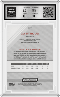 CJ Stroud from the 2023 Topps Composite set graded by Arena Club and given an overall grade of 10.