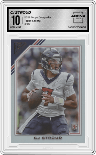 CJ Stroud from the 2023 Topps Composite set graded by Arena Club and given an overall grade of 10.