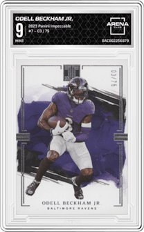 Odell Beckham Jr. from the 2023 Panini Impeccable set graded by Arena Club and given an overall grade of 9.