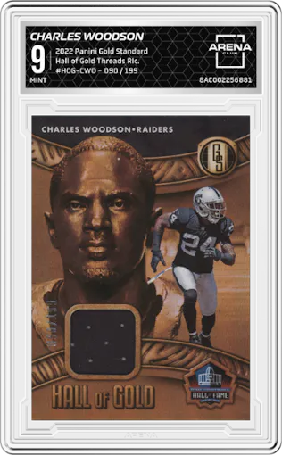 Charles Woodson from the 2022 Panini Gold Standard set graded by Arena Club and given an overall grade of 9.