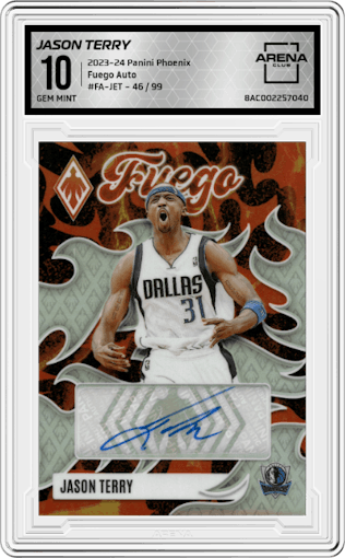 Jason Terry from the 2023-24 Panini Phoenix set graded by Arena Club and given an overall grade of 10.