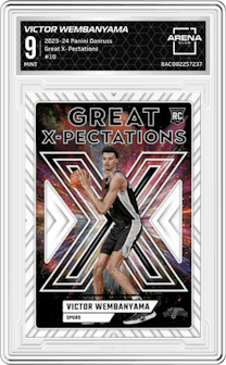 Victor Wembanyama from the 2023-24 Panini Donruss set graded by Arena Club and given an overall grade of 9.