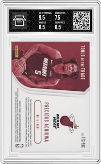 Precious Achiuwa from the 2020-21 Panini Absolute set featuring a Level 1 parallel graded by Arena Club and given an overall grade of 8.