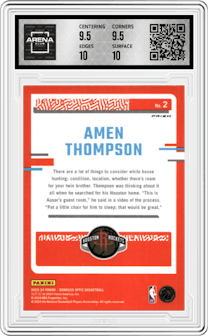 Amen Thompson from the 2023-24 Donruss Optic set featuring a Holo parallel graded by Arena Club and given an overall grade of 10.