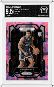 GG Jackson II from the 2023-24 Panini Prizm set featuring a Pink Ice parallel graded by Arena Club and given an overall grade of 9.5.