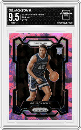 GG Jackson II from the 2023-24 Panini Prizm set featuring a Pink Ice parallel graded by Arena Club and given an overall grade of 9.5.