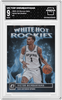 Victor Wembanyama from the 2023-24 Donruss Optic set graded by Arena Club and given an overall grade of 9.