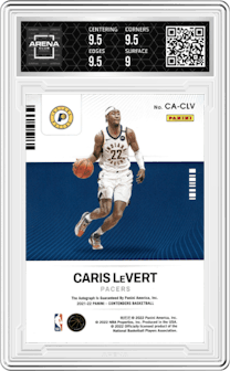 Caris LeVert from the 2021-22 Panini Contenders  set graded by Arena Club and given an overall grade of 9.5.
