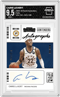 Caris LeVert from the 2021-22 Panini Contenders  set graded by Arena Club and given an overall grade of 9.5.
