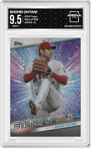 Shohei Ohtani from the 2024 Topps  set graded by Arena Club and given an overall grade of 9.5.