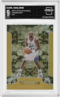 Karl Malone from the 2015-16 Panini Excalibur set graded by Arena Club and given an overall grade of 9.
