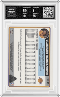 Vladimir Radmanovic from the 2006-07 Topps Chrome set featuring a Printing Plates Magenta parallel graded by Arena Club and given an overall grade of 8.