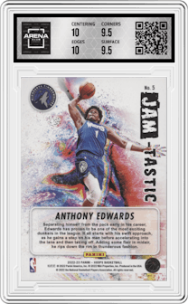 Anthony Edwards from the 2022-23 Panini NBA Hoops set graded by Arena Club and given an overall grade of 10.