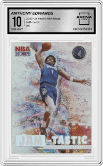 Anthony Edwards from the 2022-23 Panini NBA Hoops set graded by Arena Club and given an overall grade of 10.