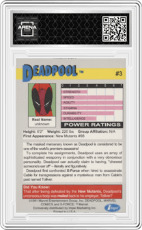 Deadpool from the 1991 Impel X-Force set graded by Arena Club and given an overall grade of 0.
