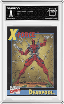 Deadpool from the 1991 Impel X-Force set graded by Arena Club and given an overall grade of 0.