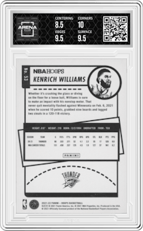 Kenrich Williams from the 2021-22 Panini NBA Hoops set graded by Arena Club and given an overall grade of 9.