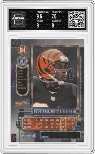 Ashley Ambrose from the 1997 Skybox Metal Universe set graded by Arena Club and given an overall grade of 8.