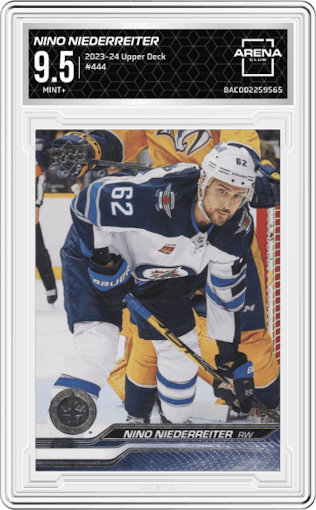 Nino Niederreiter from the 2023-24 Upper Deck Series 2 set graded by Arena Club and given an overall grade of 9.5.