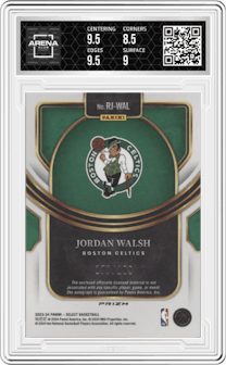 Jordan Walsh from the 2023-24 Panini Select  set graded by Arena Club and given an overall grade of 9.