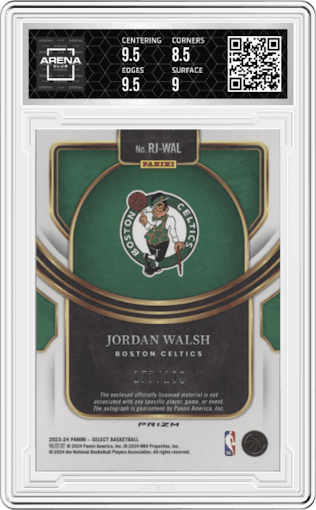 Jordan Walsh from the 2023-24 Panini Select  set graded by Arena Club and given an overall grade of 9.