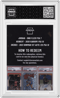 Redemption from the 3x Grails set graded by Arena Club and given an overall grade of 0.