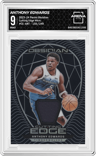 Anthony Edwards from the 2023-24 Panini Obsidian set graded by Arena Club and given an overall grade of 9.