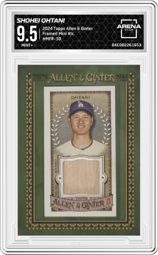 Shohei Ohtani from the 2024 Topps Allen & Ginter set graded by Arena Club and given an overall grade of 9.5.