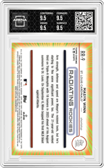 Masyn Winn from the 2024 Topps Chrome set graded by Arena Club and given an overall grade of 9.5.