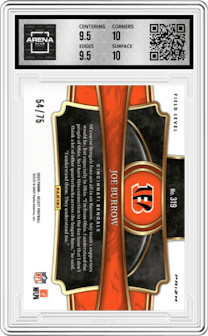 Joe Burrow from the 2023 Panini Select set featuring a Tri-Color parallel graded by Arena Club and given an overall grade of 10.
