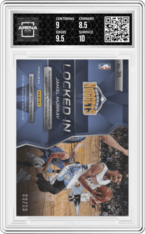 Jamal Murray from the 2016-17 Panini Spectra set featuring a Neon Blue parallel graded by Arena Club and given an overall grade of 9.