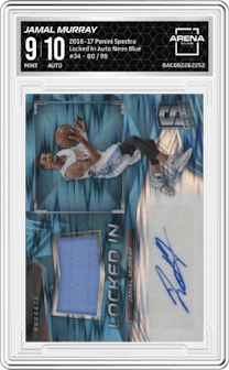 Jamal Murray from the 2016-17 Panini Spectra set featuring a Neon Blue parallel graded by Arena Club and given an overall grade of 9.