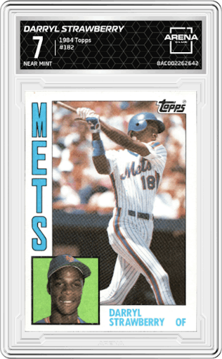 Darryl Strawberry from the 1984 Topps set graded by Arena Club and given an overall grade of 7.