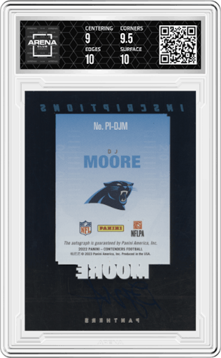DJ Moore from the 2023 Panini Zenith set graded by Arena Club and given an overall grade of 9.5.