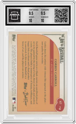 Corbin Carroll from the 2023 Topps The Joy Of Baseball set graded by Arena Club and given an overall grade of 10.