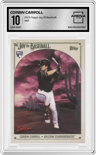 Corbin Carroll from the 2023 Topps The Joy Of Baseball set graded by Arena Club and given an overall grade of 10.