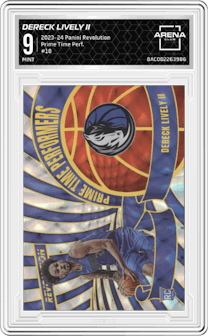 Dereck Lively II from the 2023-24 Panini Revolution set graded by Arena Club and given an overall grade of 9.