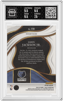 Jaren Jackson Jr. from the 2023-24 Panini Select  set featuring a Tiger parallel graded by Arena Club and given an overall grade of 8.