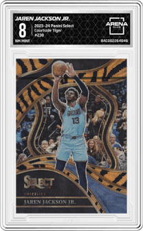 Jaren Jackson Jr. from the 2023-24 Panini Select  set featuring a Tiger parallel graded by Arena Club and given an overall grade of 8.