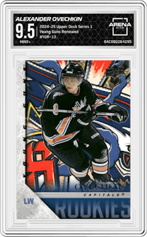 Alexander Ovechkin from the 2024-25 Upper Deck Series 1 set graded by Arena Club and given an overall grade of 9.5.