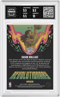 Cason Wallace from the 2023-24 Panini Revolution set graded by Arena Club and given an overall grade of 9.
