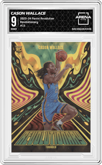 Cason Wallace from the 2023-24 Panini Revolution set graded by Arena Club and given an overall grade of 9.