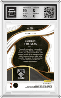 Cameron Thomas  from the 2023-24 Panini Select  set featuring a Tiger parallel graded by Arena Club and given an overall grade of 10.