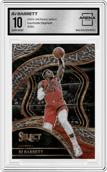 RJ Barrett from the 2023-24 Panini Select  set featuring a Elephant parallel graded by Arena Club and given an overall grade of 10.
