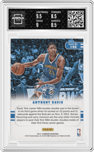 Anthony Davis from the 2012-13 Panini Marquee  set graded by Arena Club and given an overall grade of 9.