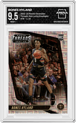 Bones Hyland from the 2021-22 Panini Chronicles set featuring a Asia Lucky Envelopes parallel graded by Arena Club and given an overall grade of 9.5.