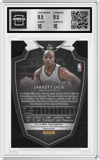 Jarrett Jack from the 2014-15 Panini Select set featuring a Die-Cut Green  parallel graded by Arena Club and given an overall grade of 10.